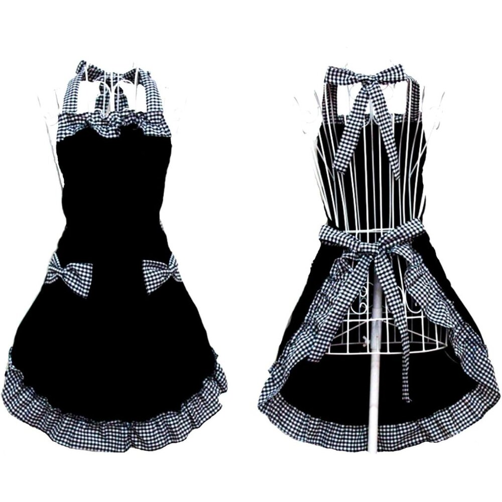 Cute Retro Lovely Vintage Ladies Kitchen Flirty Vintage Aprons for Women Girls w - Picture 3 of 5